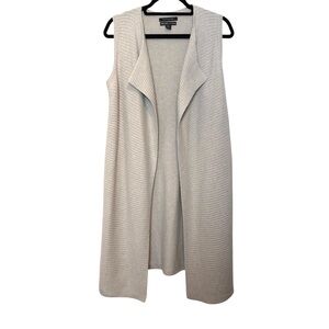Tahari Pure Lux 100% Cashmere Duster Vest Size S Oatmeal Quiet Luxury Minimalist